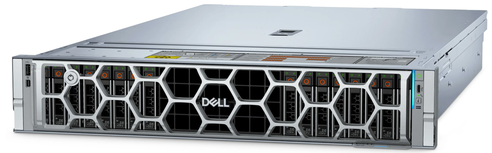 Сервер Dell R770 2U 8NVME в составе: 2x Intel 6517P (16 Core 3.2Ghz)/256GB DDR5/1x RAID H965i/2x 960GB NVME /4x 3.84TB NVME/2x10G RJ45/2x 1500W PSU/ iDrac 9 Ent/Rails Kit