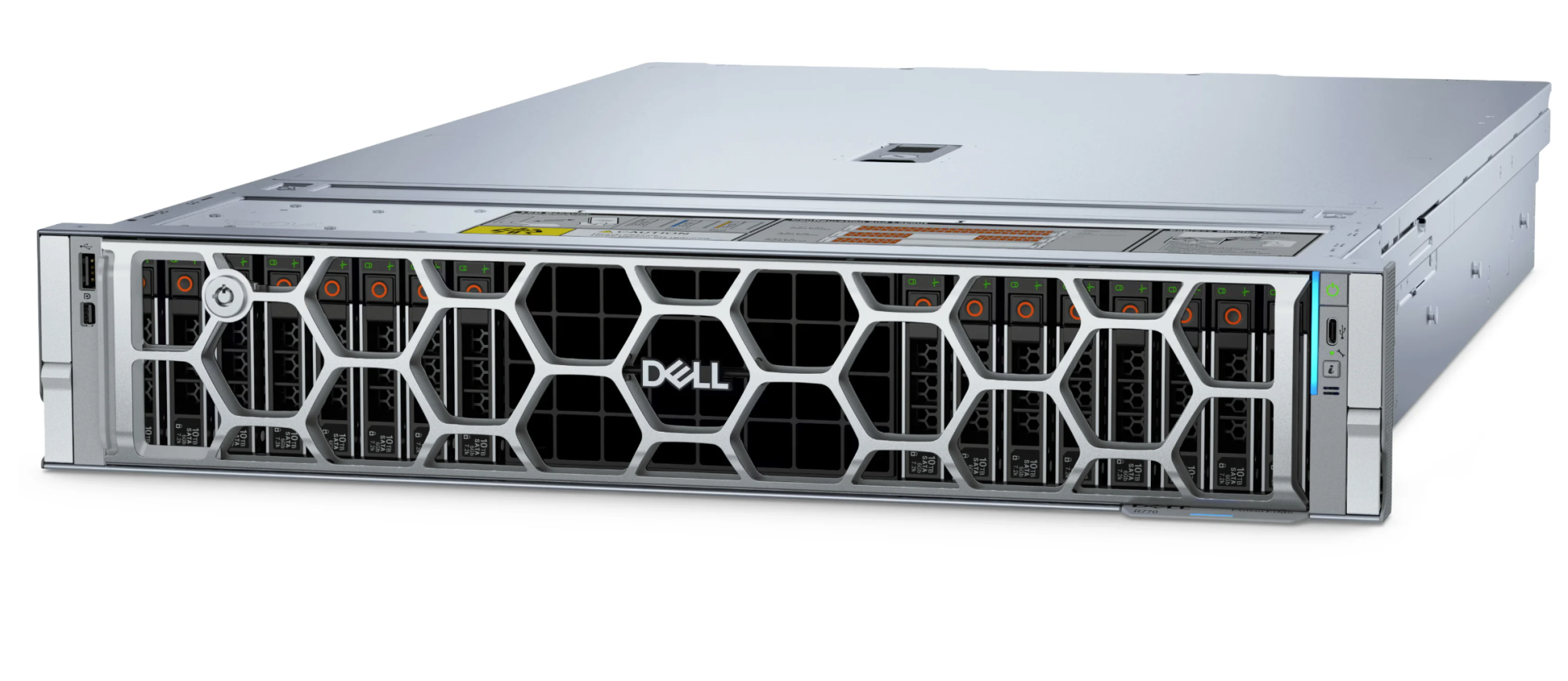 Сервер Dell R770 2U 8NVME в составе: 2x Intel 6517P (16 Core 3.2Ghz)/256GB DDR5/1x RAID H965i/2x 960GB NVME /4x 3.84TB NVME/2x10G RJ45/2x 1500W PSU/ iDrac 9 Ent/Rails Kit